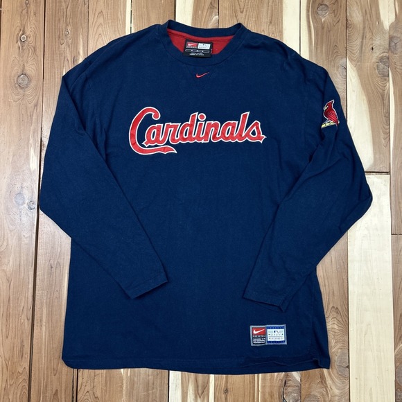 Nike Men's Medium Center Swoosh St Louis Cardinals Blue Long Sleeve - Picture 1 of 12